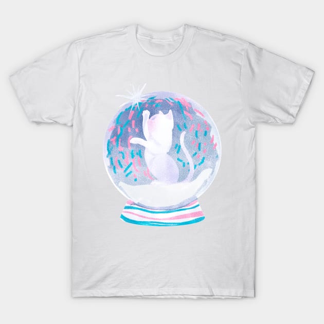 Snow globe & kitty T-Shirt by TOOCHKAJOY